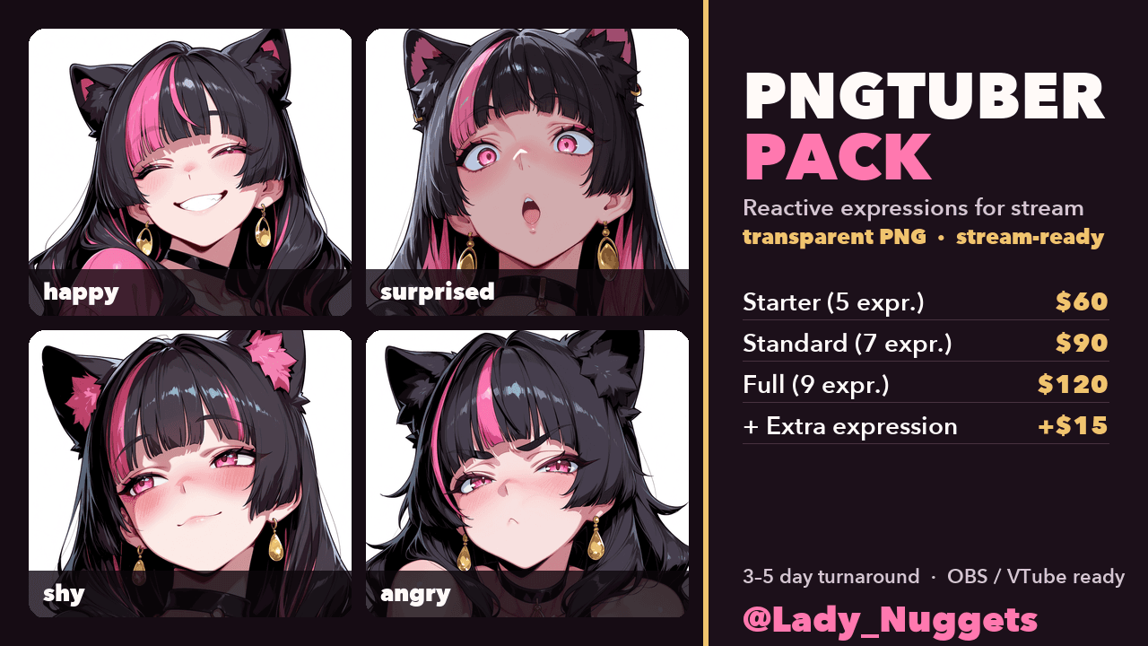 PNGTuber pack — expressions and idle animations